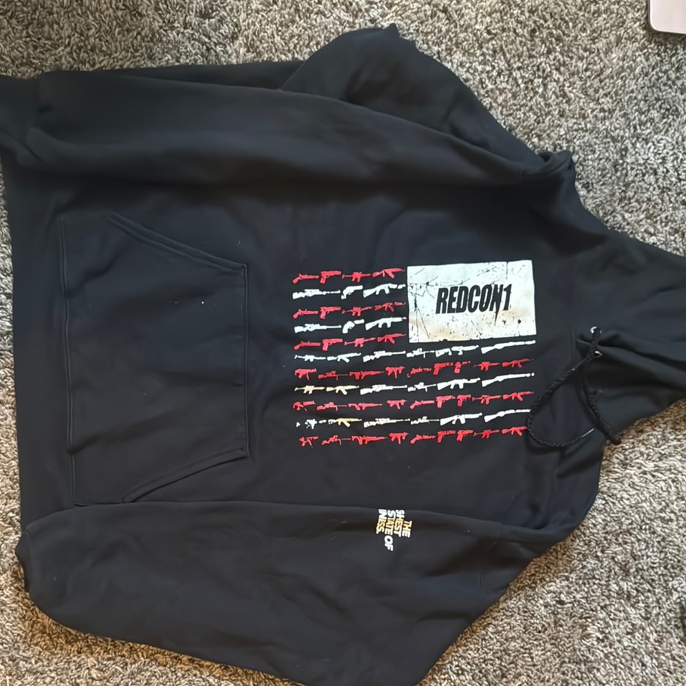 Redcon1 Black Hoodie with Red and White Graphic